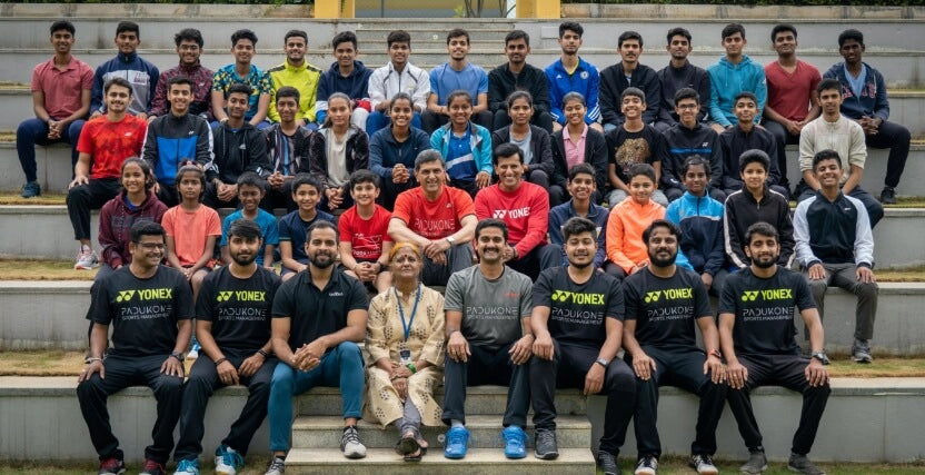 Prakash Padukone with PSB Coaches and students